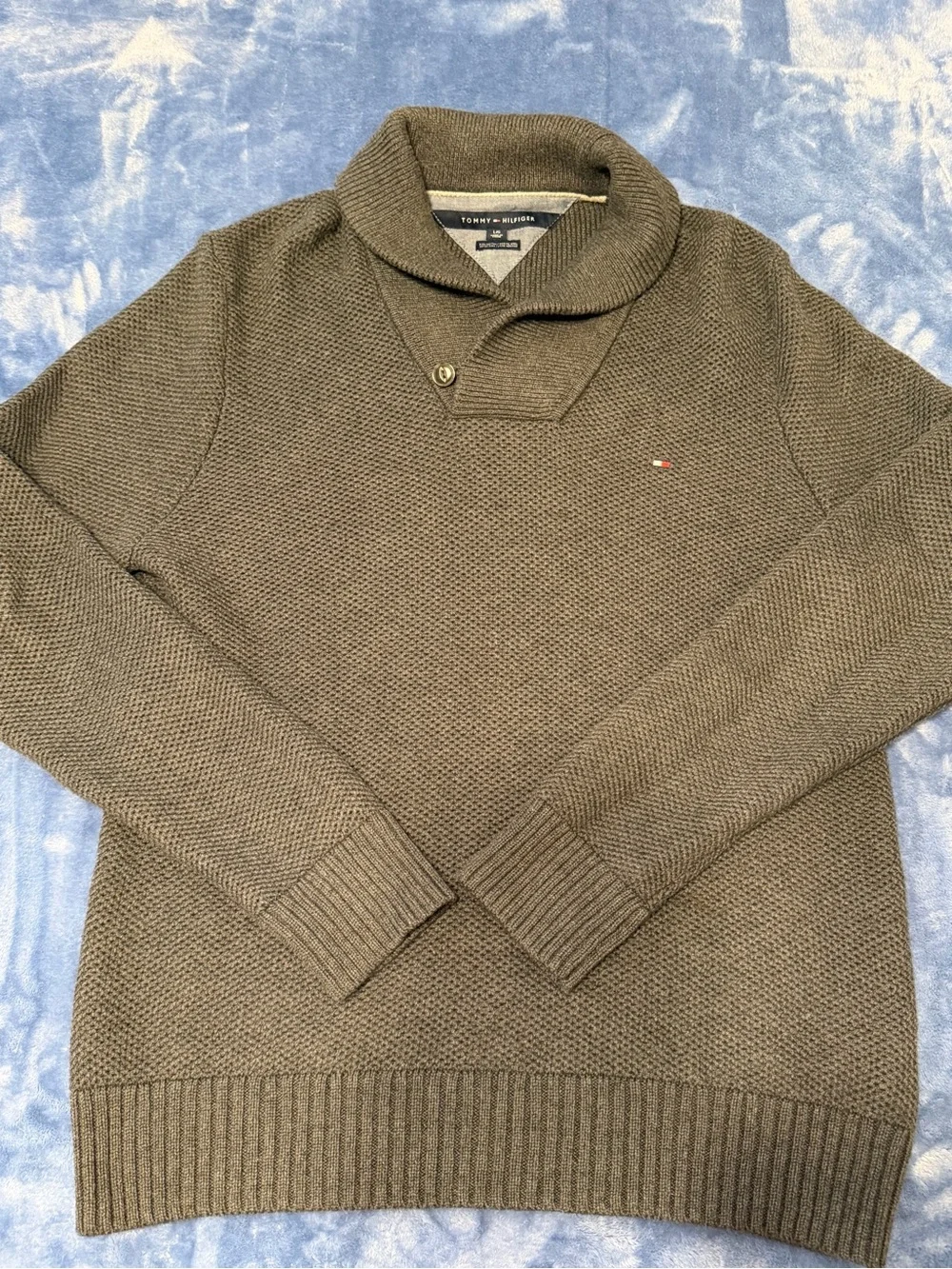 Tommy Hilfiger Men's Shawl Collar Sweater Grey